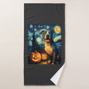 Cute American Staffordshire Terrier Dog Halloween  Bath Towel