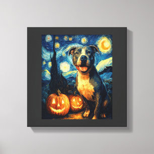 Cute American Staffordshire Terrier Dog Halloween Canvas Print