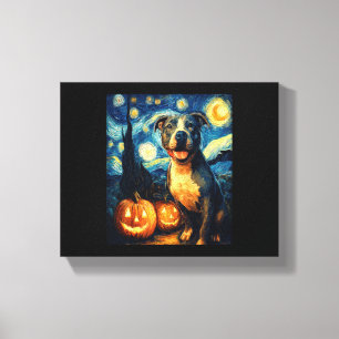 Cute American Staffordshire Terrier Dog Halloween Canvas Print