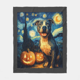 Cute American Staffordshire Terrier Dog Halloween Fleece Blanket