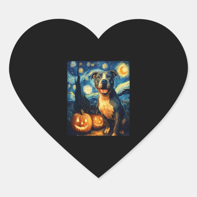 Cute American Staffordshire Terrier Dog Halloween  Heart Sticker (Front)