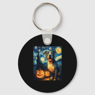 Cute American Staffordshire Terrier Dog Halloween Key Ring