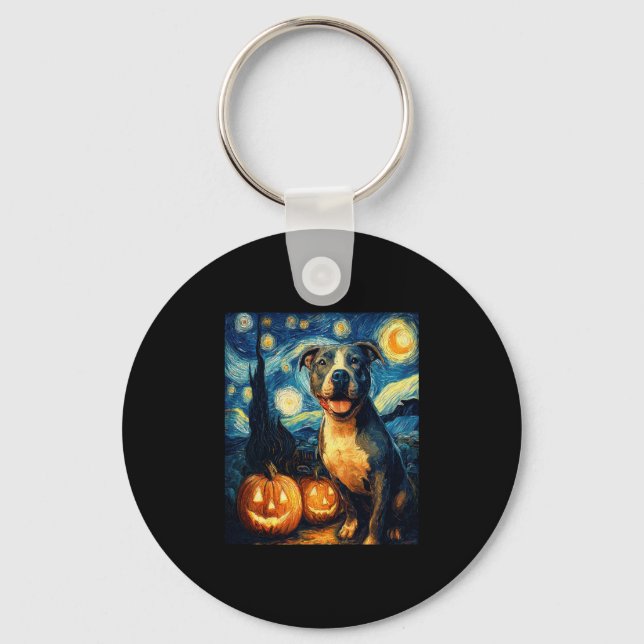 Cute American Staffordshire Terrier Dog Halloween  Key Ring (Front)