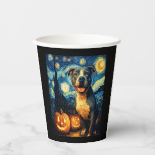 Cute American Staffordshire Terrier Dog Halloween Paper Cups