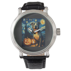 Cute American Staffordshire Terrier Dog Halloween  Watch
