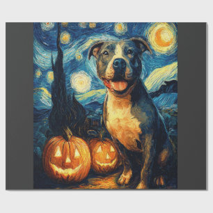 Cute American Staffordshire Terrier Dog Halloween  Wrapping Paper