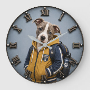 Cute American Staffordshire Terrier Puppy Large Clock