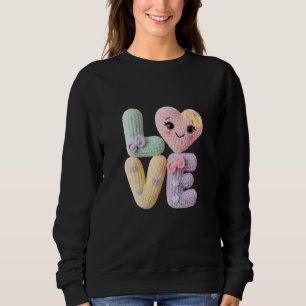 Cute Amigurumi Crochet Love Letters Kawaii Heart Sweatshirt
