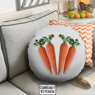 Cute Amigurumi Minimalist Crochet Carrots Hipster  Round Cushion