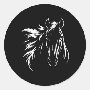 Cute & Elegant Horse Silhouette Art For Horse Classic Round Sticker