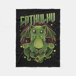 Cute & Funny Cathulhu Kawaii Cat Cthulhu Fleece Blanket