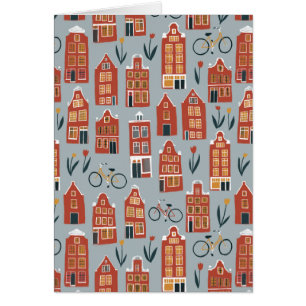 Cute Amsterdam houses blank greeting card