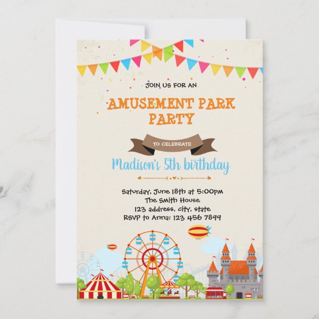 Cute amusement party invitation (Front)