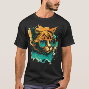 Cute Anamorphic Goggle Wearing Cat Unique Family   T-Shirt