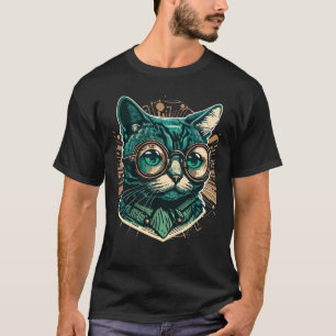 Cute Anamorphic Goggle Wearing Cat Unique Family T-Shirt