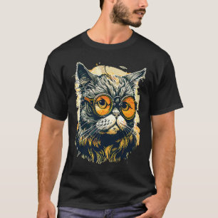 Cute Anamorphic Goggle Wearing Cat Unique Family   T-Shirt