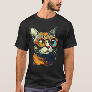 Cute Anamorphic Goggle Wearing Cat Unique T-Shirt