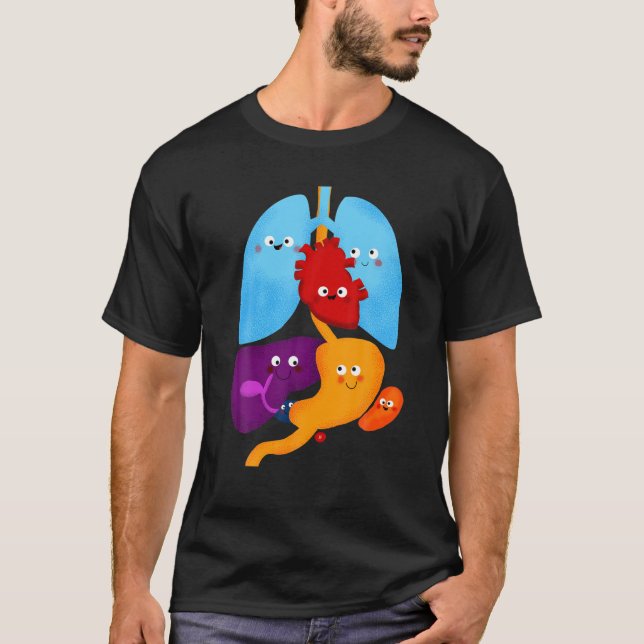 Cute Anatomy And Physiology Heart Lungs Organs T-Shirt (Front)