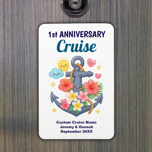Cute Anchor 1st Anniversary Cruise Cabin Door Magnet