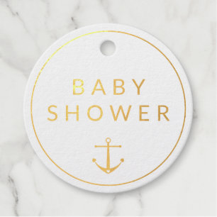 Cute Anchor Blue Watercolor Baby Shower Thank You Favour Tags