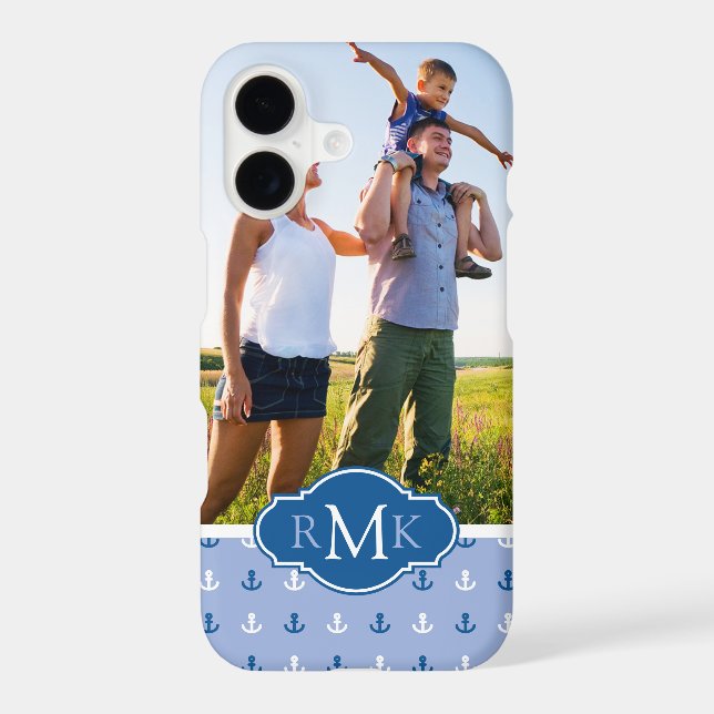 Cute Anchor Pattern| Your Photo & Monogram (Back)