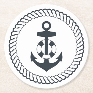 Cute Anchor Round Paper Coaster