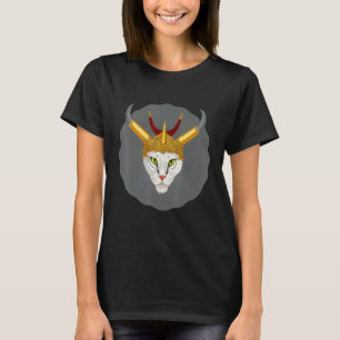 Cute Ancient Viking King Cat in a Horn Crown T-Shirt