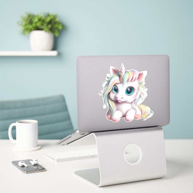 Cute and Adorable Baby Unicorn  (Laptop On Desk)