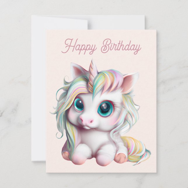Cute and Adorable Baby Unicorn Holiday Card (Front)