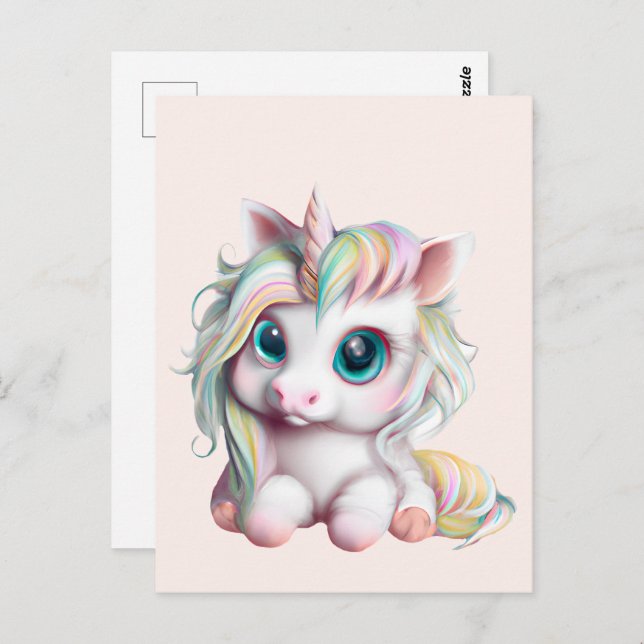 Cute and Adorable Baby Unicorn Postcard (Front/Back)