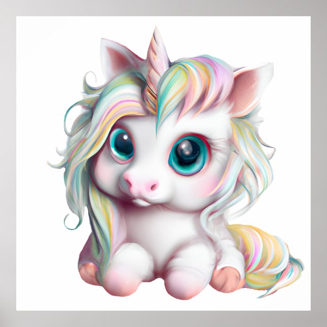 Cute and Adorable Baby Unicorn Poster (Front)