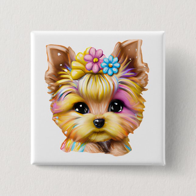 Cute and Adorable Baby Yorkie 15 Cm Square Badge (Front)