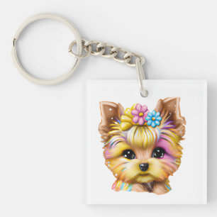 Cute and Adorable Baby Yorkie Key Ring