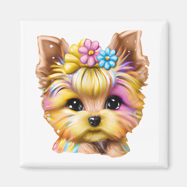 Cute and Adorable Baby Yorkie Magnet (Front)