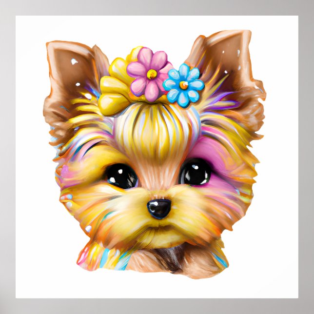 Cute and Adorable Baby Yorkie Poster (Front)