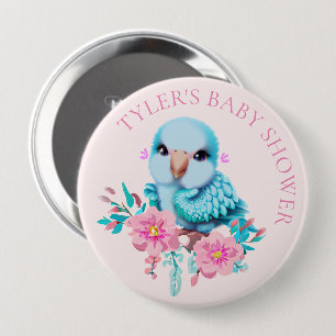 Cute and Adorable Blue Baby Parrot 10 Cm Round Badge