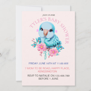 Cute and Adorable Blue Baby Parrot Invitation