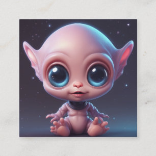 Cute and adorable cartoon alien baby square business card
