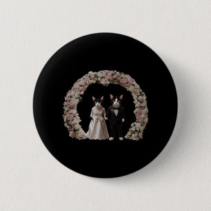 Cute And Adorable Cat Bride And Groom 6 Cm Round Badge