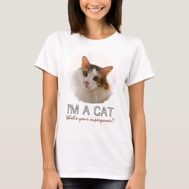 Cute And Adorable Cat Portrait T-Shirt (Front)