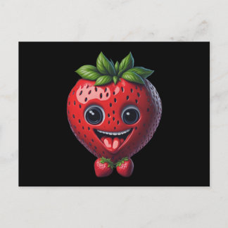 Cute and Adorable Charming Smiling Strawberry Postcard
