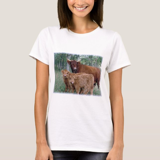 Cute and adorable fluffy fatty Highland calves T-Shirt (Front)