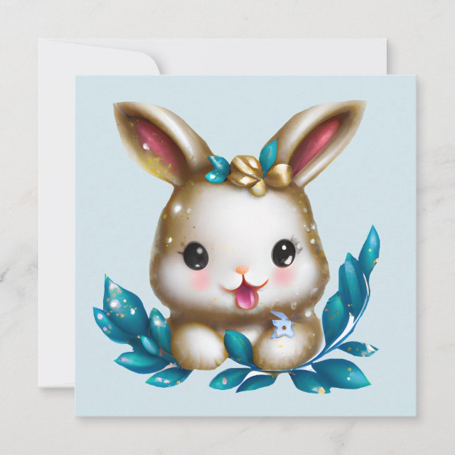 Cute and Adorable Kawaii Baby Bunny  Holiday Card (Front)