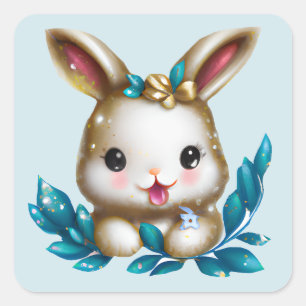 Cute and Adorable Kawaii Baby Bunny  Square Sticker