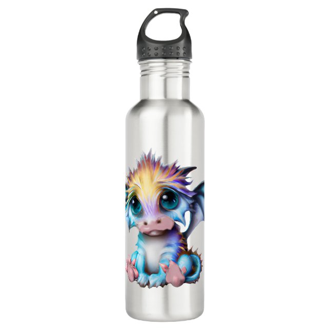 Cute and Adorable Kawaii Baby Dragon 710 Ml Water Bottle (Front)