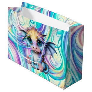 Cute and Adorable Kawaii Baby Dragon Large Gift Bag