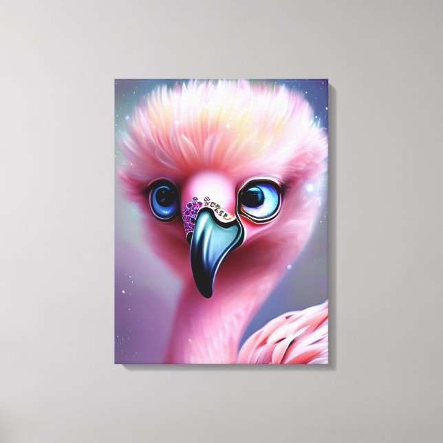 Cute and Adorable Kawaii Baby Flamingo   Canvas Print (Front)