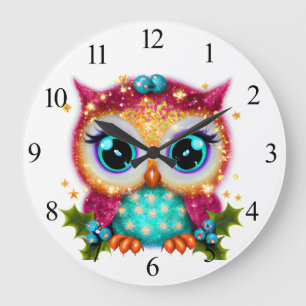 Cute and Adorable Kawaii Baby Owl  Large Clock