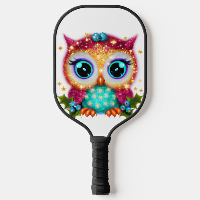 Cute and Adorable Kawaii Baby Owl   Pickleball Paddle (Front)