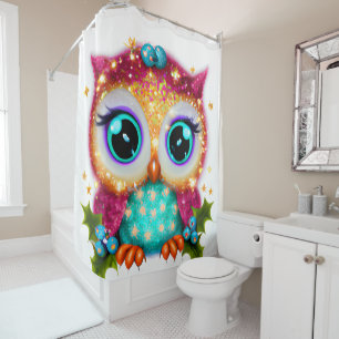 Cute and Adorable Kawaii Baby Owl   Shower Curtain